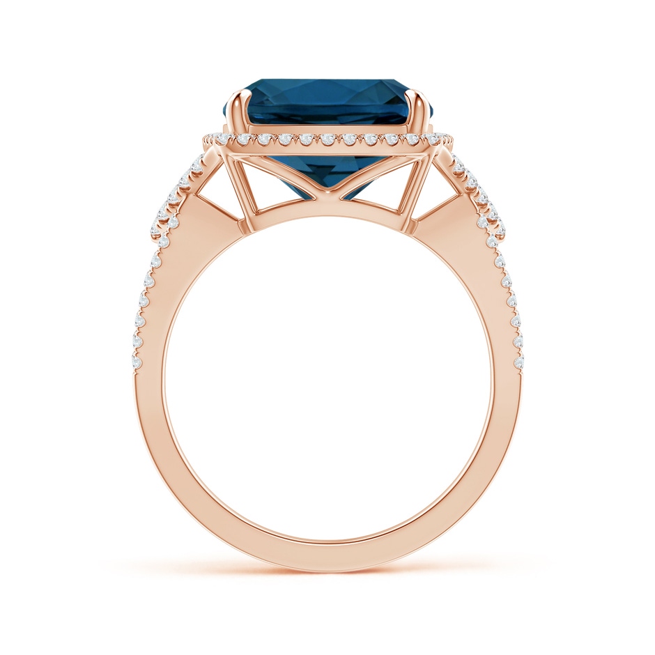 12.14x12.14x8.42mm AAA GIA Certified Cushion London Blue Topaz Split Shank Halo Ring in Rose Gold side 399