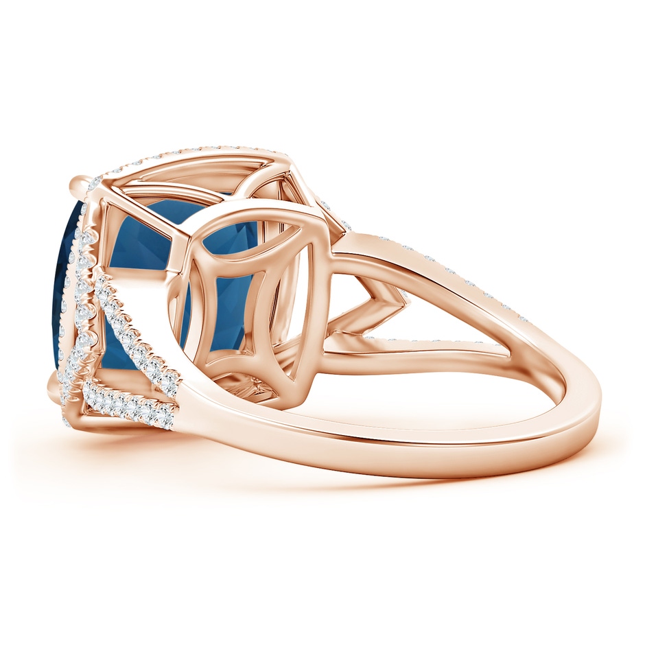 12.14x12.14x8.42mm AAA GIA Certified Cushion London Blue Topaz Split Shank Halo Ring in Rose Gold side 499