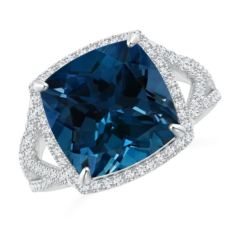 12.14x12.14x8.42mm AAA GIA Certified Cushion London Blue Topaz Split Shank Halo Ring in White Gold side 199