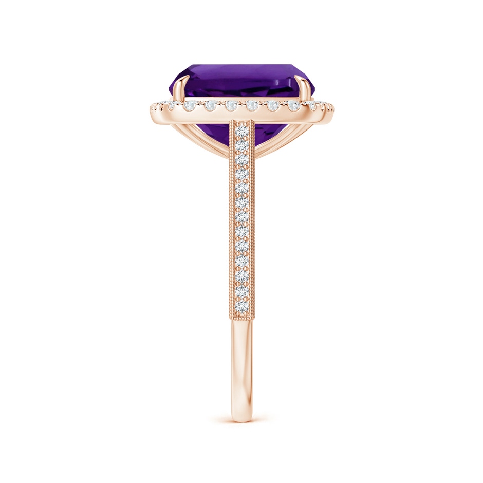 11.12x11.10x7.59mm AAA GIA Certified Amethyst Halo Ring with Milgrain in Rose Gold Side 399