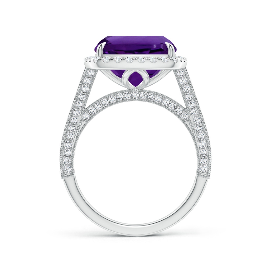 11.12x11.10x7.59mm AAA GIA Certified Amethyst Halo Ring with Milgrain in White Gold Side 199