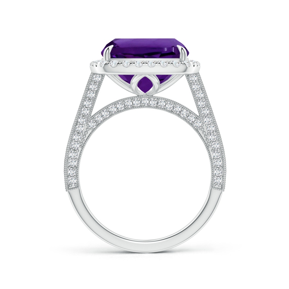 11.12x11.10x7.59mm AAA GIA Certified Amethyst Halo Ring with Milgrain in White Gold side 199