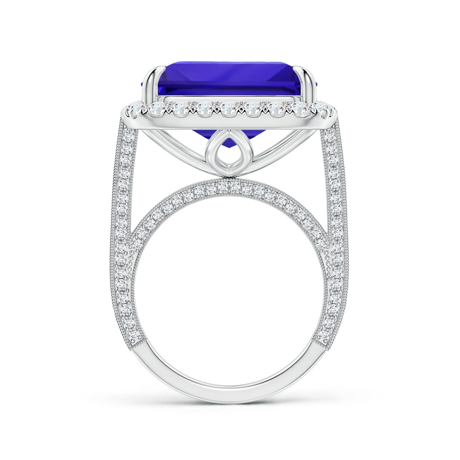 17.25x16.09x9.74mm AAAA GIA Certified Octagonal Tanzanite Halo Ring with Milgrain in 18K White Gold side-1