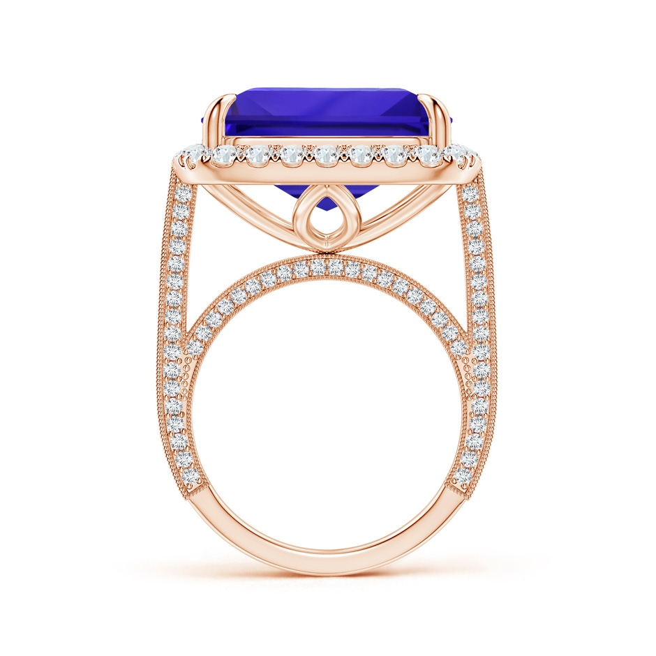 17.25x16.09x9.74mm AAAA GIA Certified Octagonal Tanzanite Halo Ring with Milgrain in Rose Gold Side-1