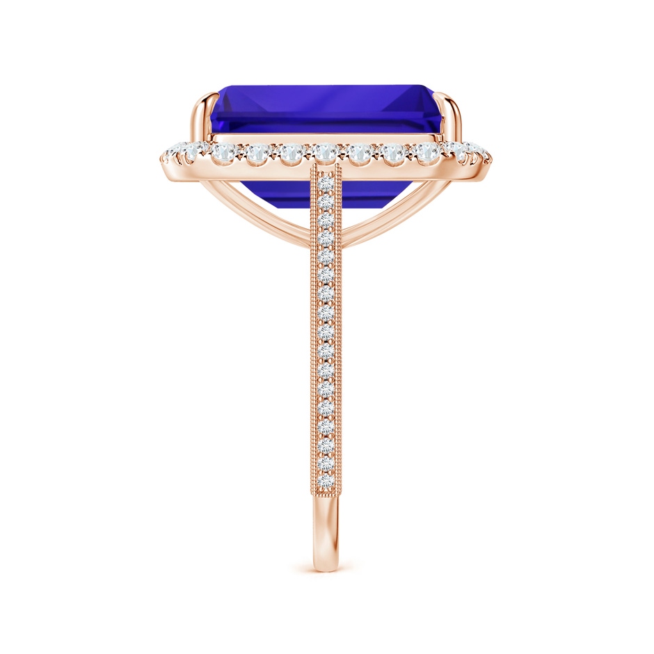 17.25x16.09x9.74mm AAAA GIA Certified Octagonal Tanzanite Halo Ring with Milgrain in Rose Gold Side-2