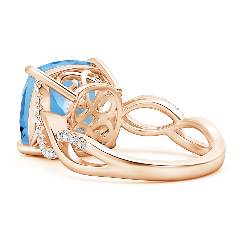 12.02x11.98x8.97mm AAAA GIA Certified Aquamarine Infinity Ring with Diamonds in Rose Gold side-2