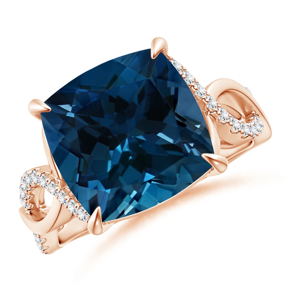 12.14x12.14x8.42mm AAA GIA Certified Cushion London Blue Topaz Twist Infinity Ring in 18K Rose Gold side 199