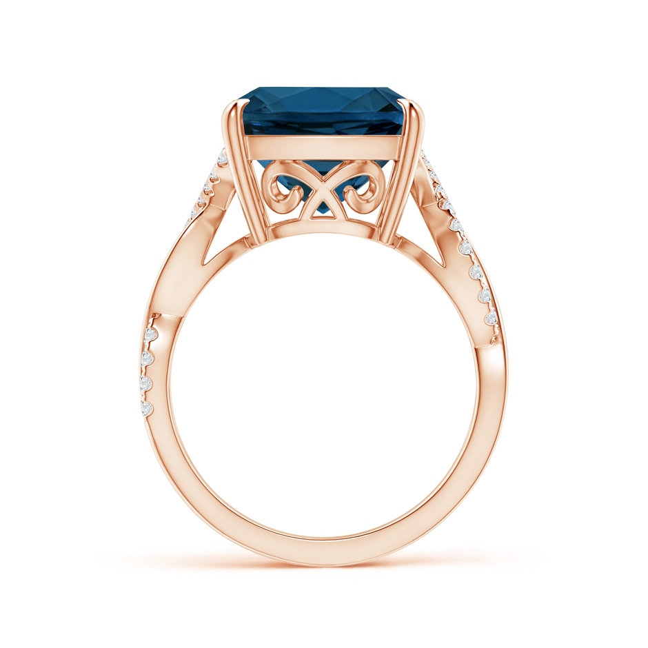 12.14x12.14x8.42mm AAA GIA Certified Cushion London Blue Topaz Twist Infinity Ring in 18K Rose Gold side 399