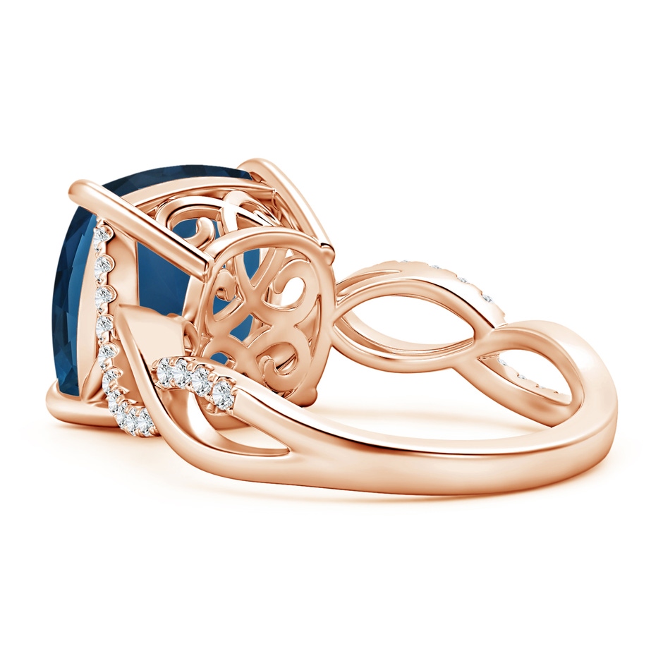 12.14x12.14x8.42mm AAA GIA Certified Cushion London Blue Topaz Twist Infinity Ring in 18K Rose Gold side 499