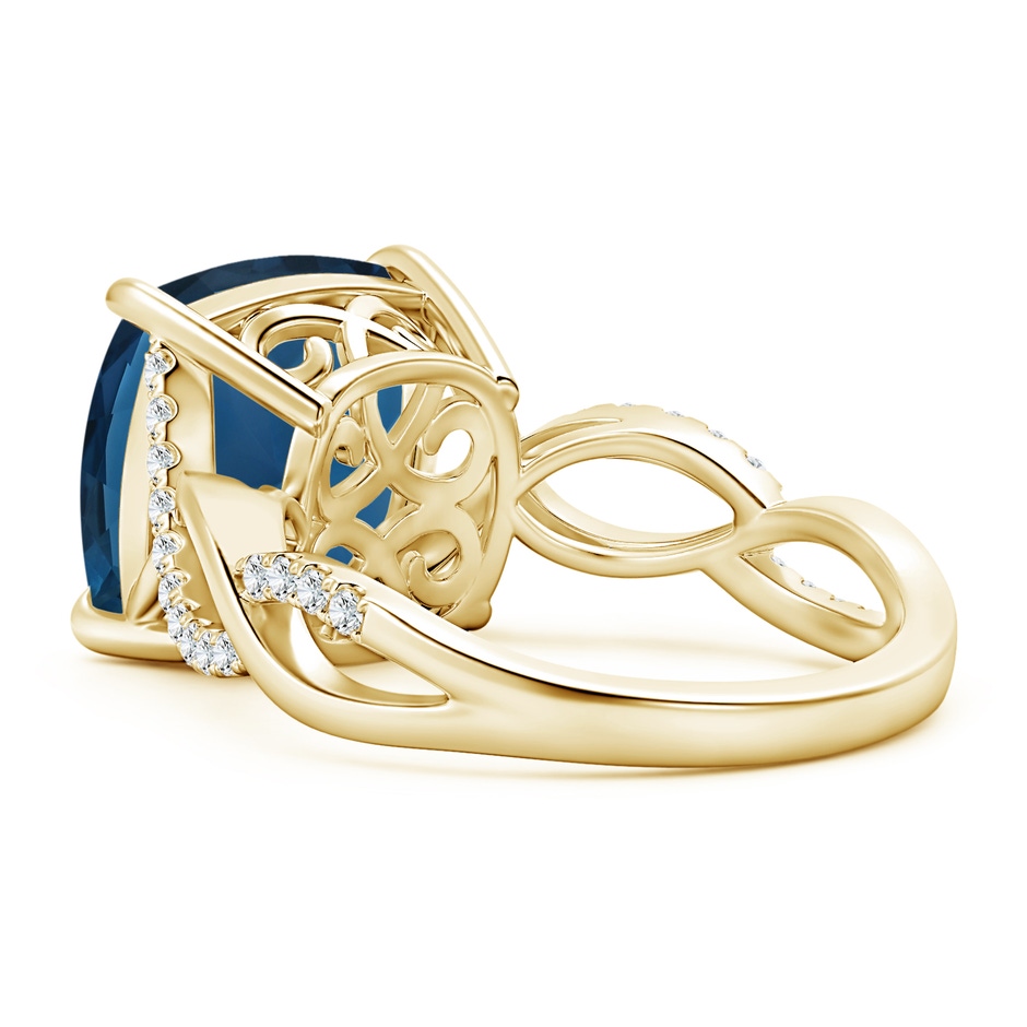 12.14x12.14x8.42mm AAA GIA Certified Cushion London Blue Topaz Twist Infinity Ring in 18K Yellow Gold side 499