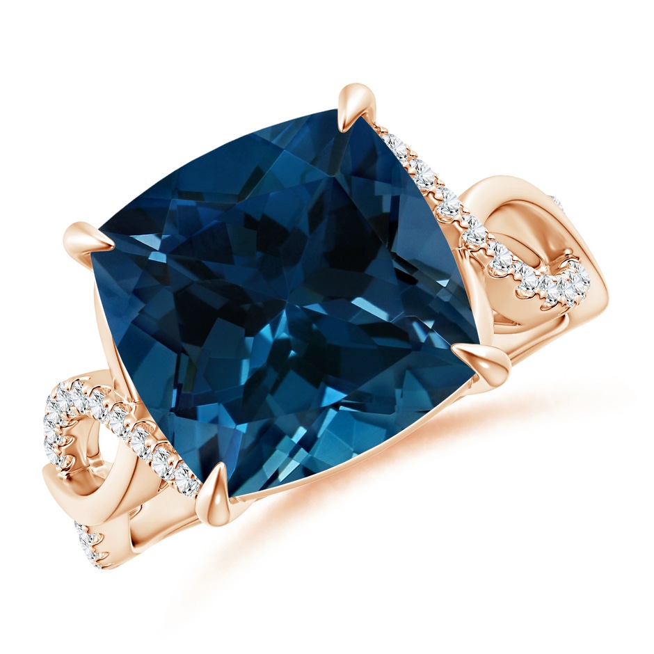 12.14x12.14x8.42mm AAA GIA Certified Cushion London Blue Topaz Twist Infinity Ring in Rose Gold side 199