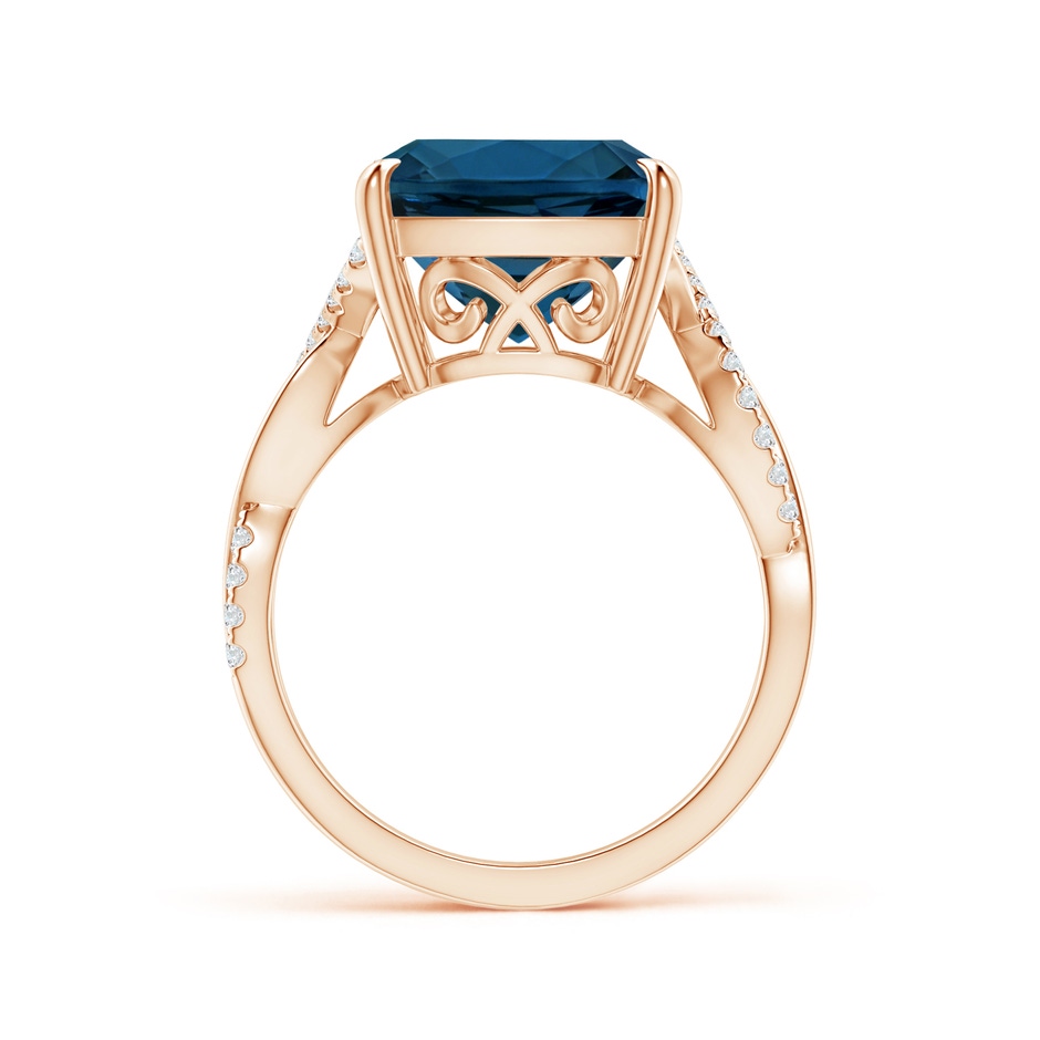12.14x12.14x8.42mm AAA GIA Certified Cushion London Blue Topaz Twist Infinity Ring in Rose Gold side 399