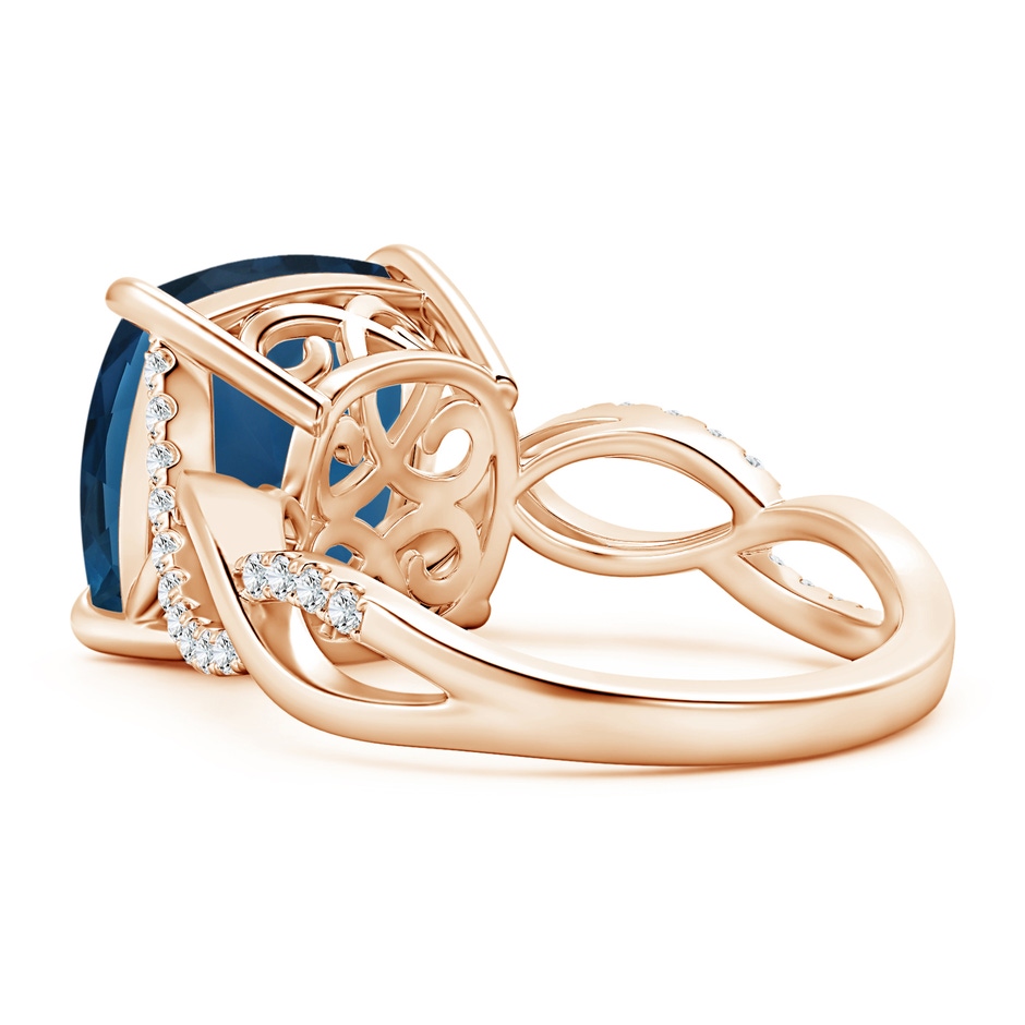 12.14x12.14x8.42mm AAA GIA Certified Cushion London Blue Topaz Twist Infinity Ring in Rose Gold side 499