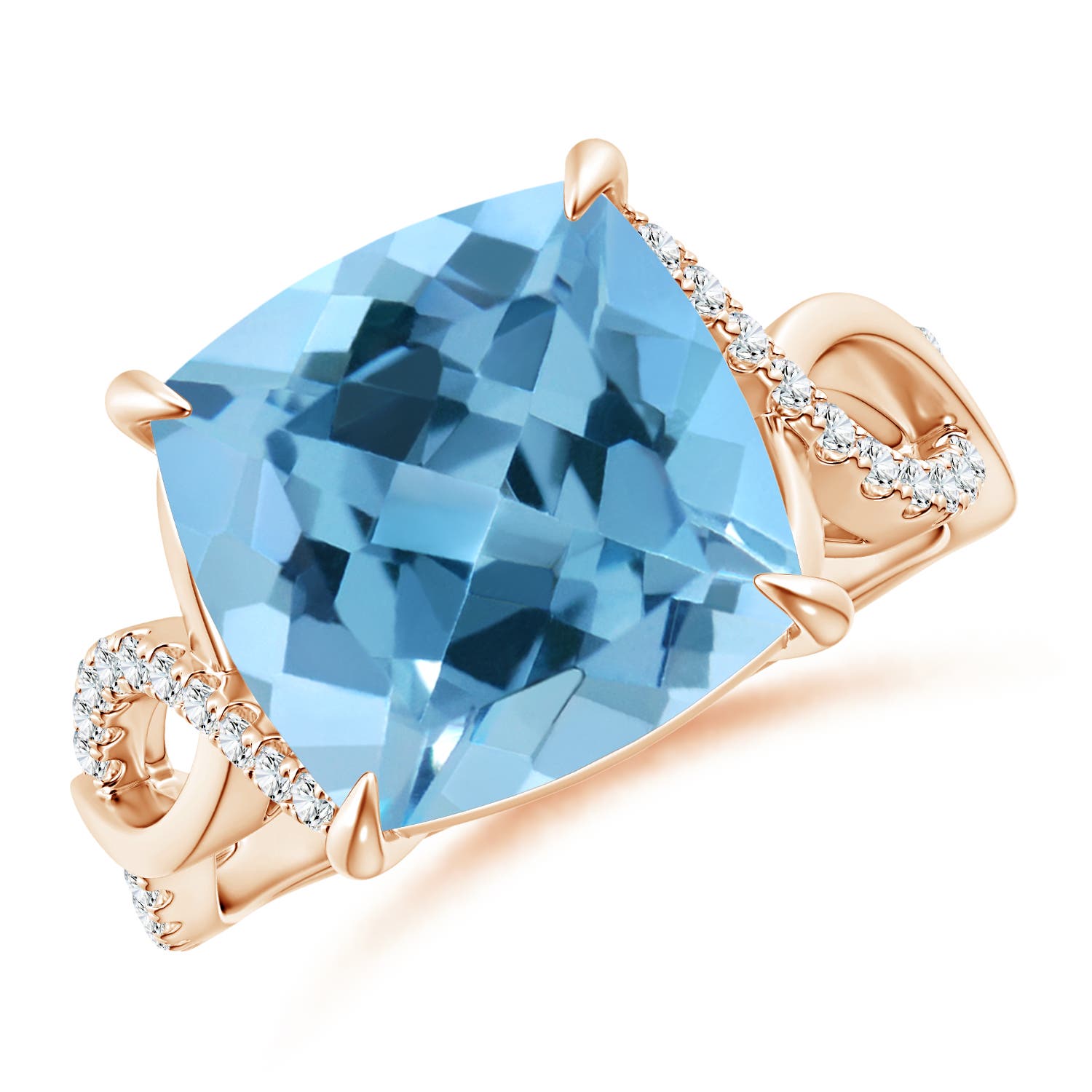 A - Swiss Blue Topaz / 8.22 CT / 14 KT Rose Gold