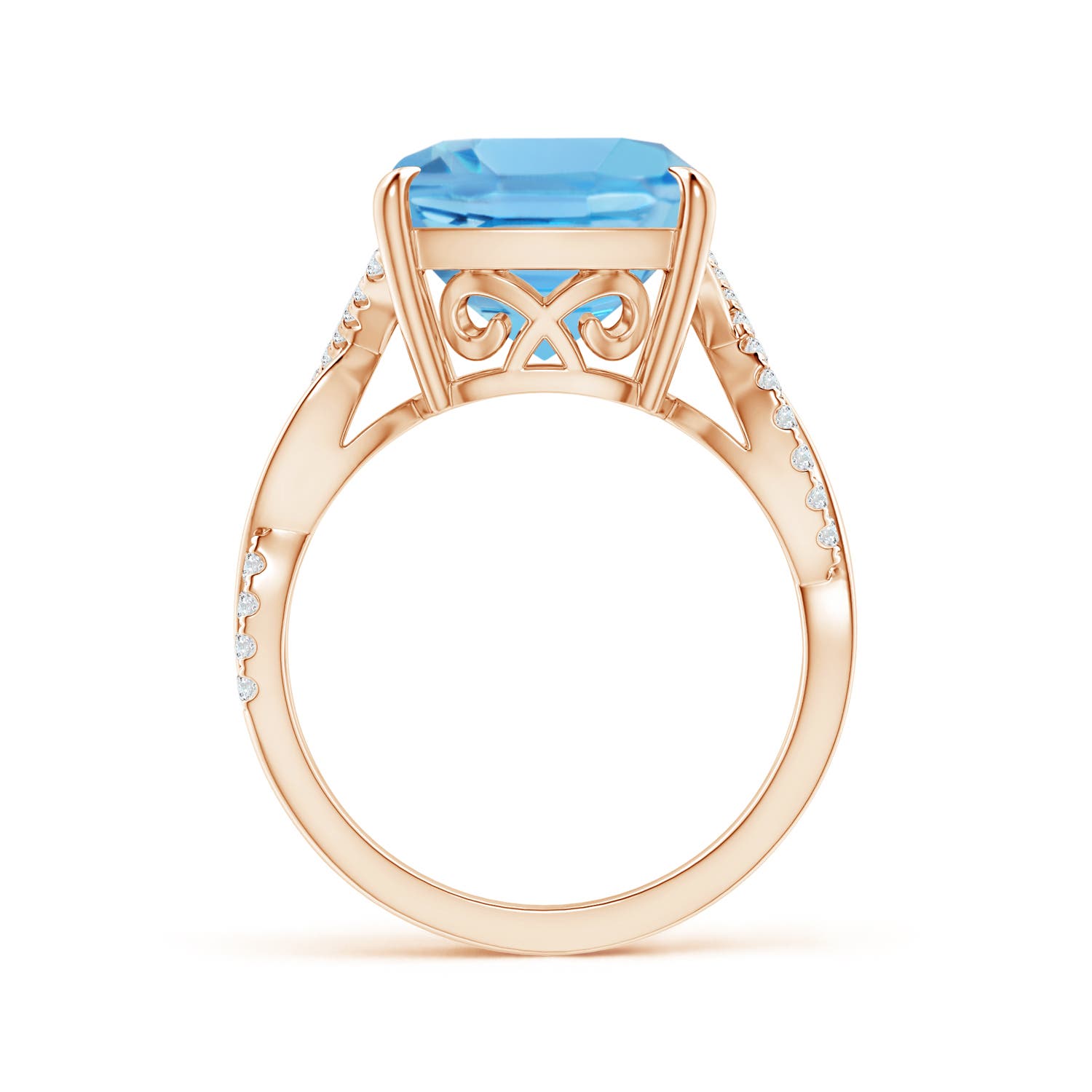 A - Swiss Blue Topaz / 8.22 CT / 14 KT Rose Gold