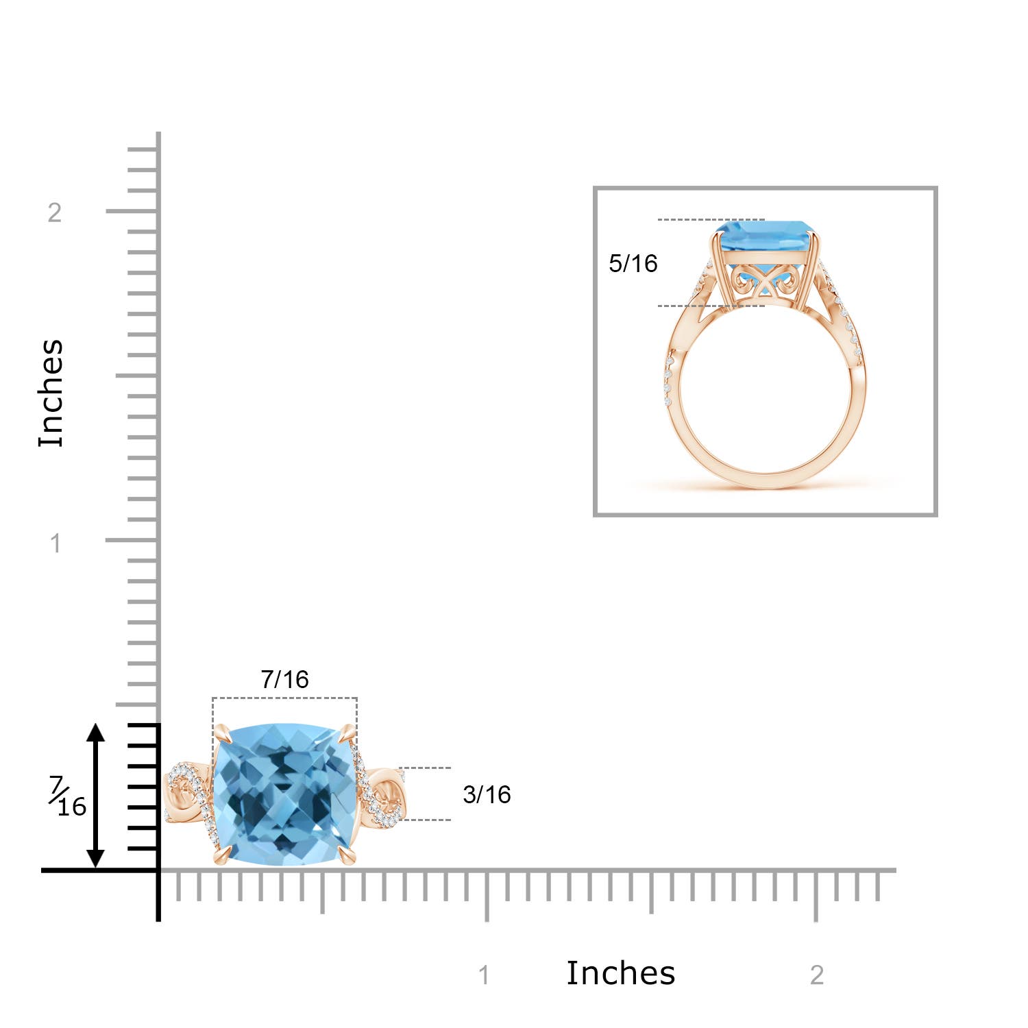 A - Swiss Blue Topaz / 8.22 CT / 14 KT Rose Gold