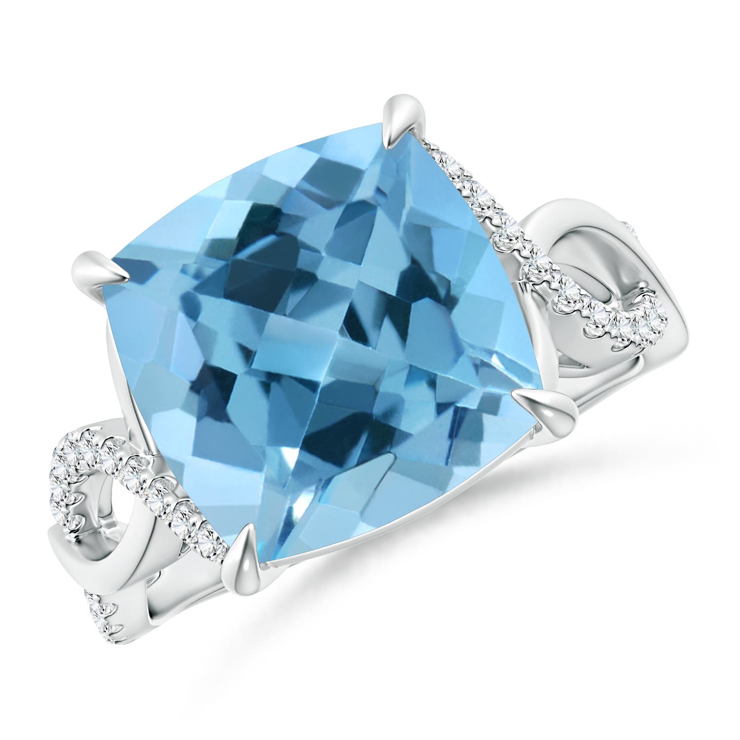 A - Swiss Blue Topaz / 8.22 CT / 14 KT White Gold