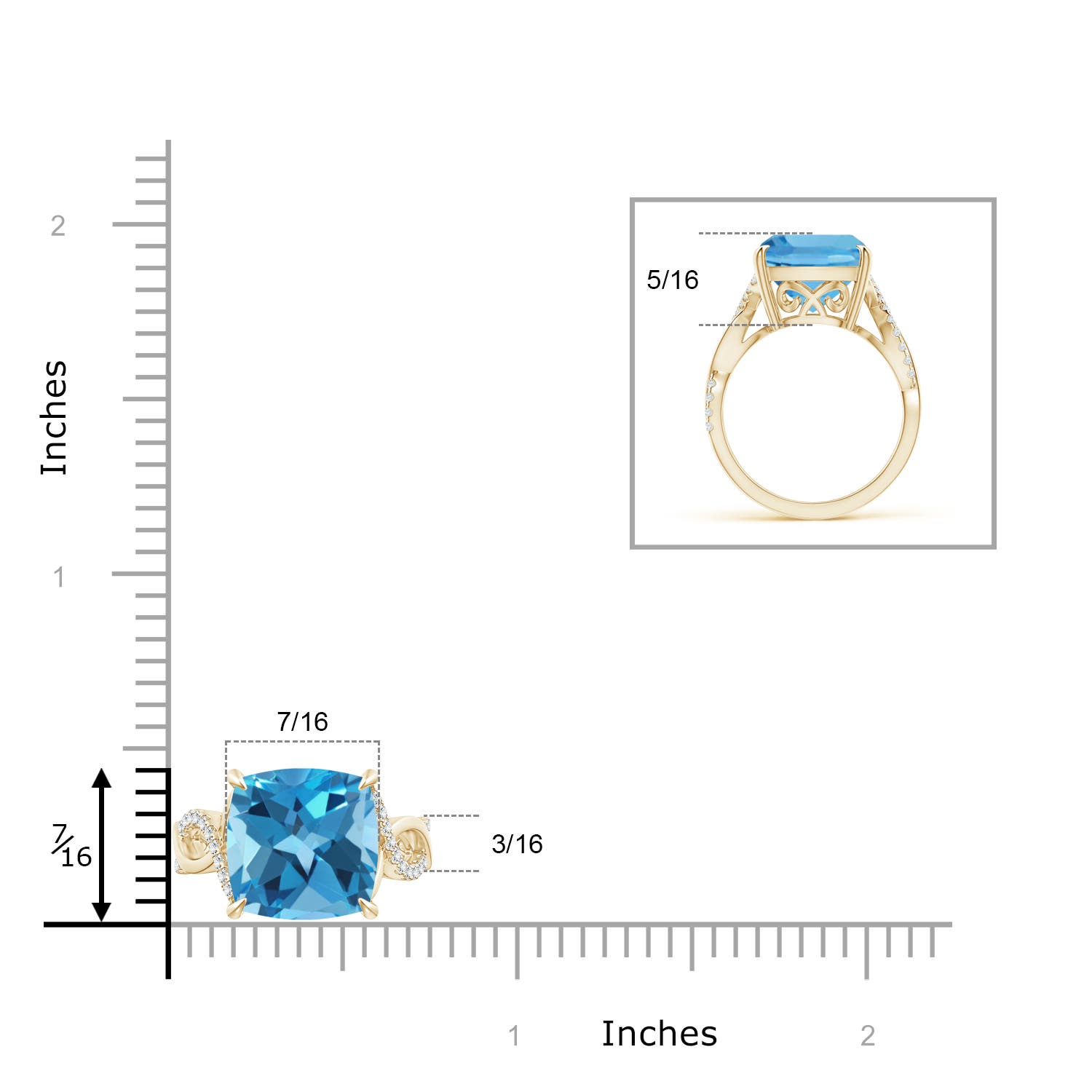 AA - Swiss Blue Topaz / 8.22 CT / 14 KT Yellow Gold