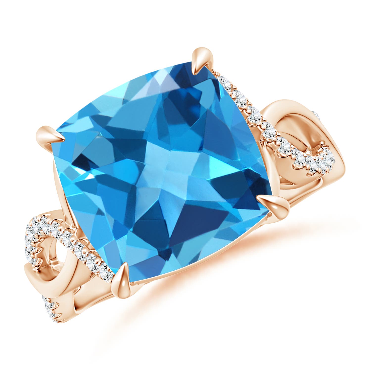 AAA - Swiss Blue Topaz / 8.22 CT / 14 KT Rose Gold