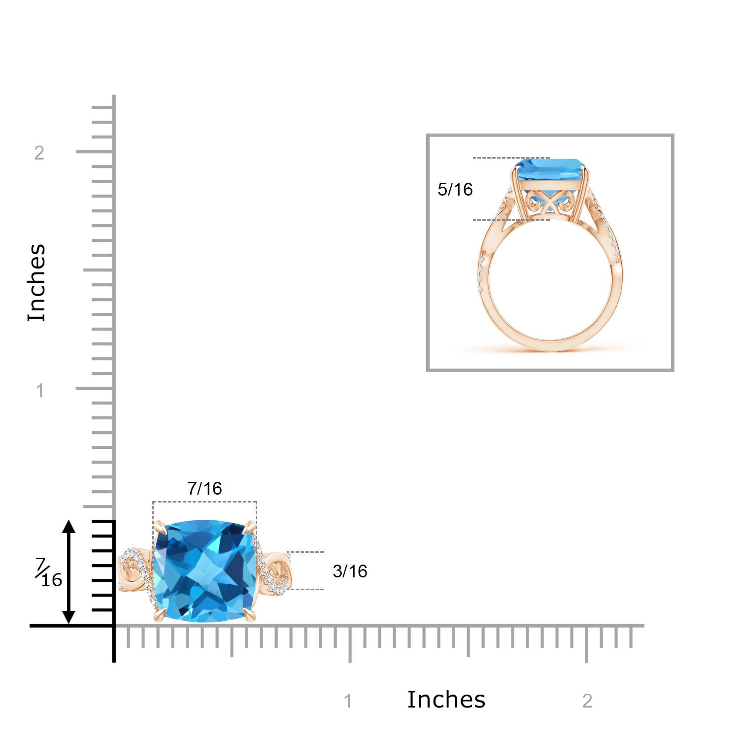 AAA - Swiss Blue Topaz / 8.22 CT / 14 KT Rose Gold