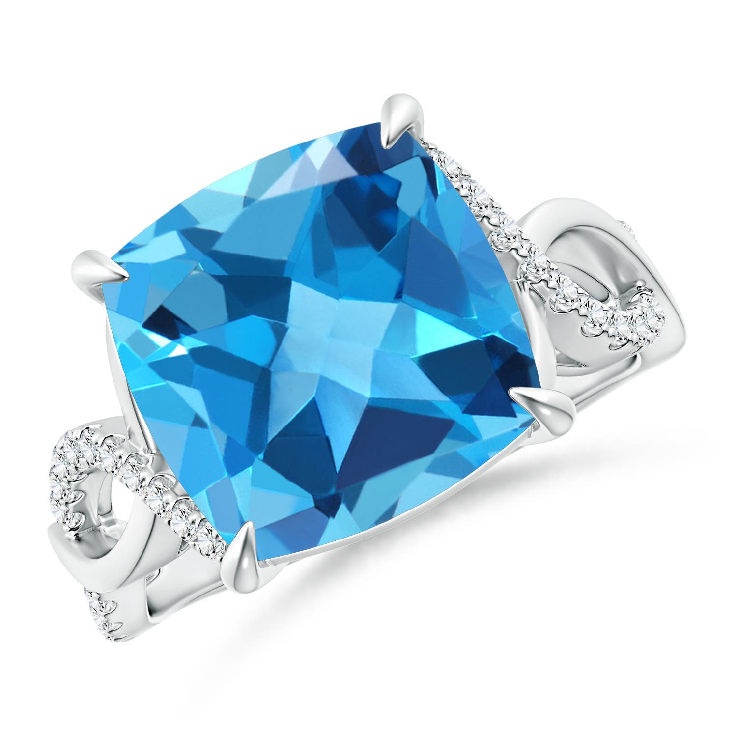 AAA - Swiss Blue Topaz / 8.22 CT / 14 KT White Gold