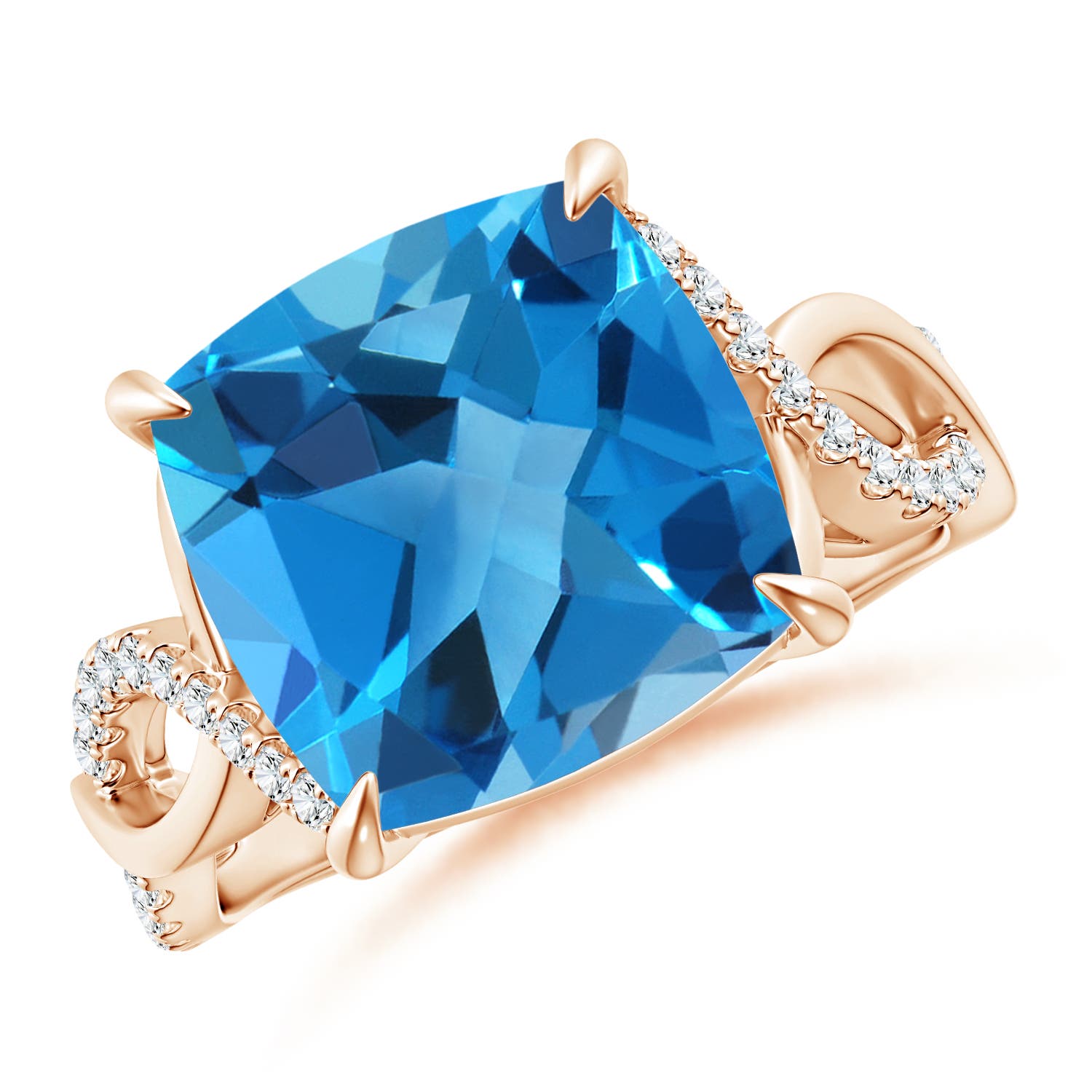 AAAA - Swiss Blue Topaz / 8.22 CT / 14 KT Rose Gold