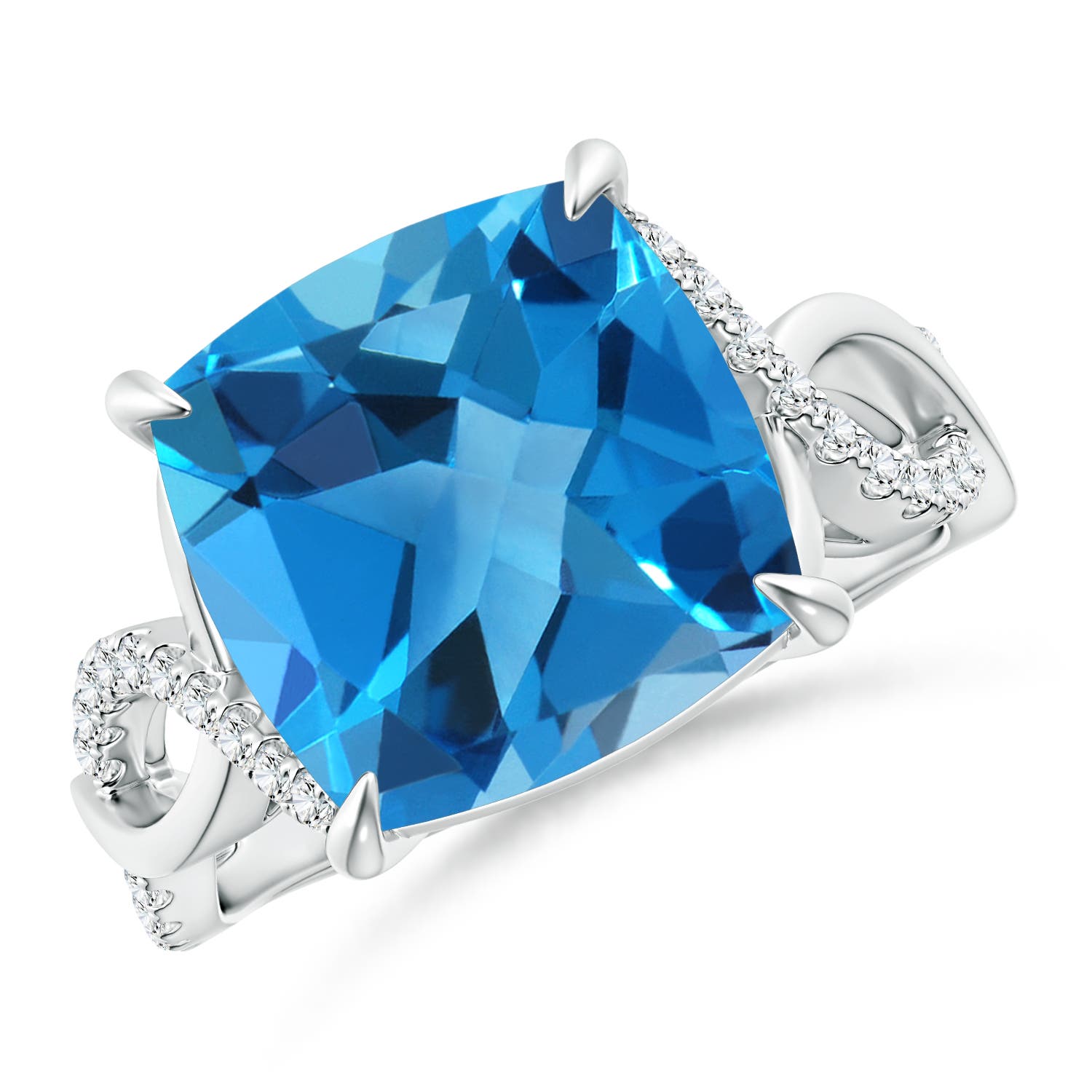 AAAA - Swiss Blue Topaz / 8.22 CT / 14 KT White Gold