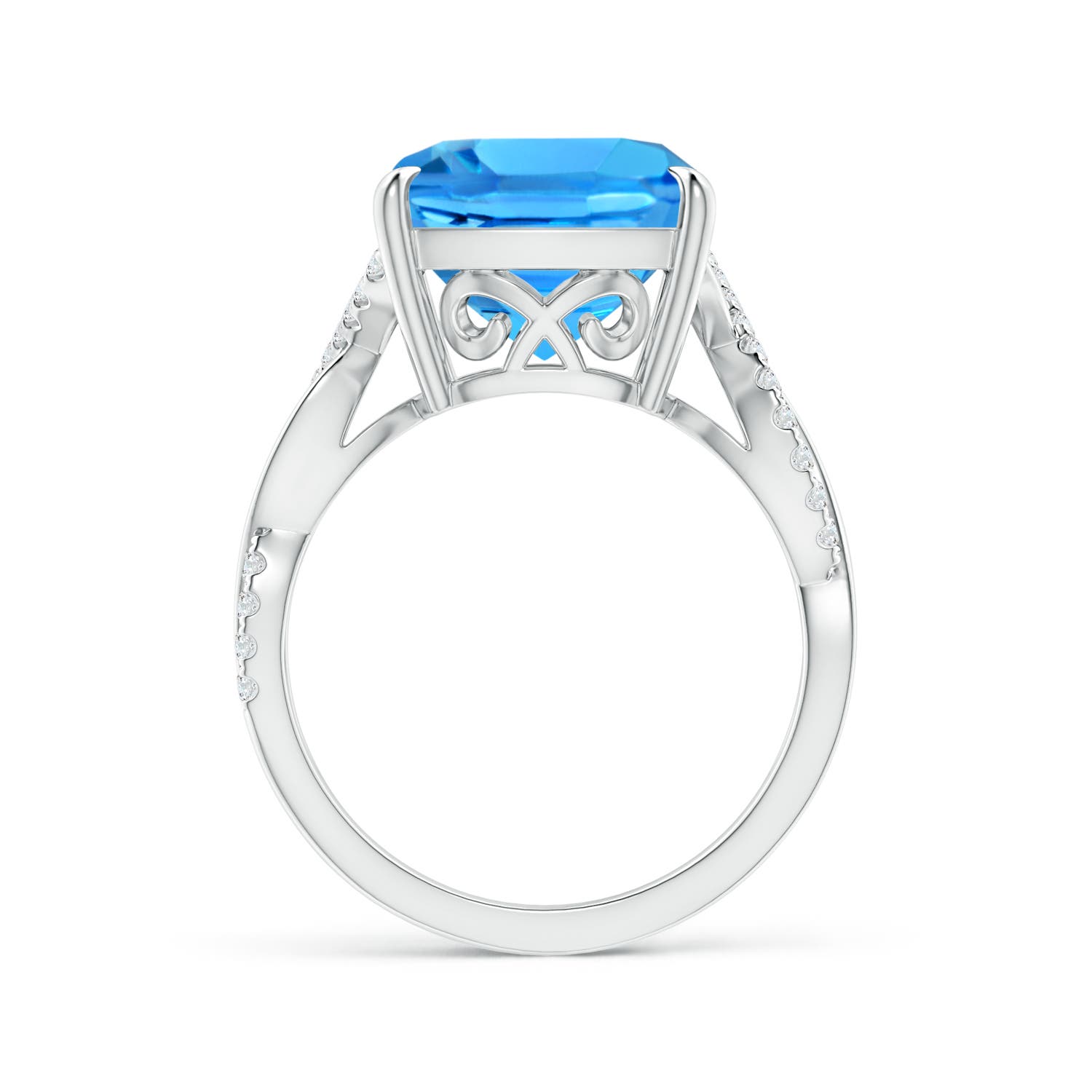 AAAA - Swiss Blue Topaz / 8.22 CT / 14 KT White Gold