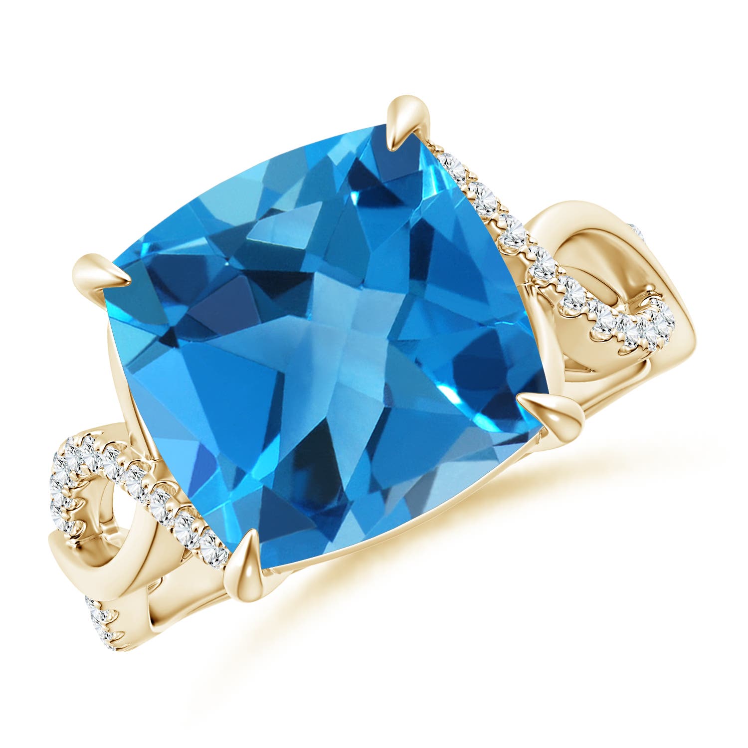 AAAA - Swiss Blue Topaz / 8.22 CT / 14 KT Yellow Gold