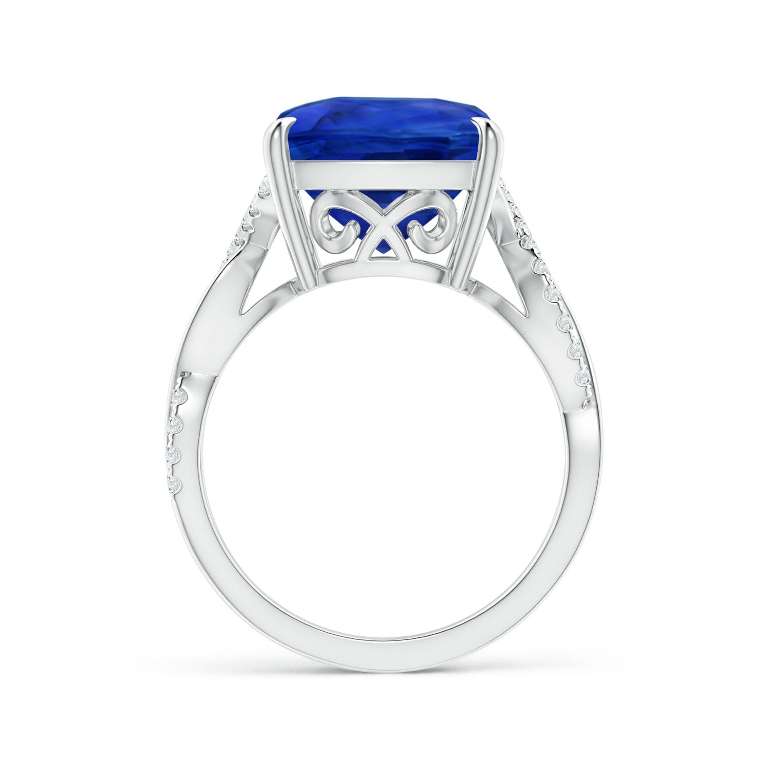 9.85x9.76x7.86mm AAA GIA Certified Blue Sapphire Twist Infinity Ring with Diamonds in 18K White Gold - side 2