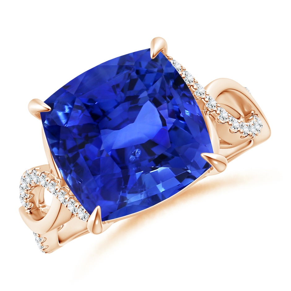 9.85x9.76x7.86mm AAA GIA Certified Blue Sapphire Twist Infinity Ring with Diamonds in Rose Gold 
