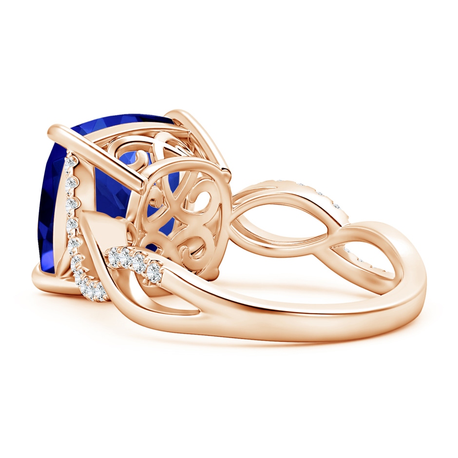 9.85x9.76x7.86mm AAA GIA Certified Blue Sapphire Twist Infinity Ring with Diamonds in Rose Gold side-2