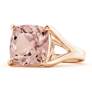 12mm AAAA Classic Solitaire Cushion Morganite Split Shank Ring in Rose Gold