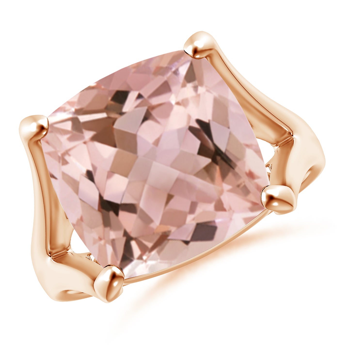 Classic Solitaire Cushion Morganite Split Shank Ring