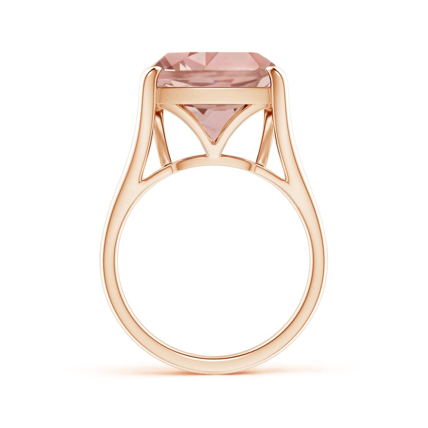 Classic Solitaire Cushion Morganite Split Shank Ring