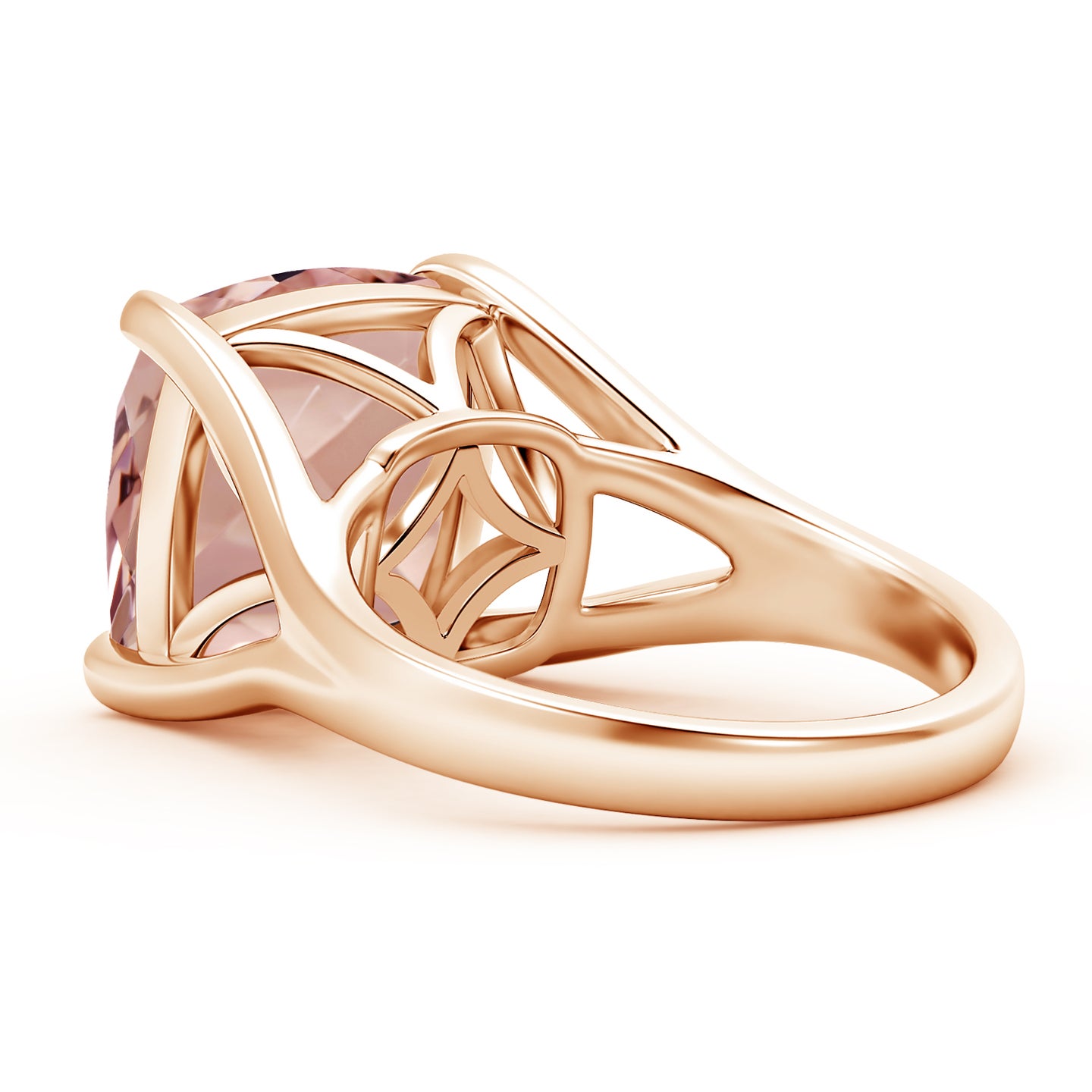 Classic Solitaire Cushion Morganite Split Shank Ring