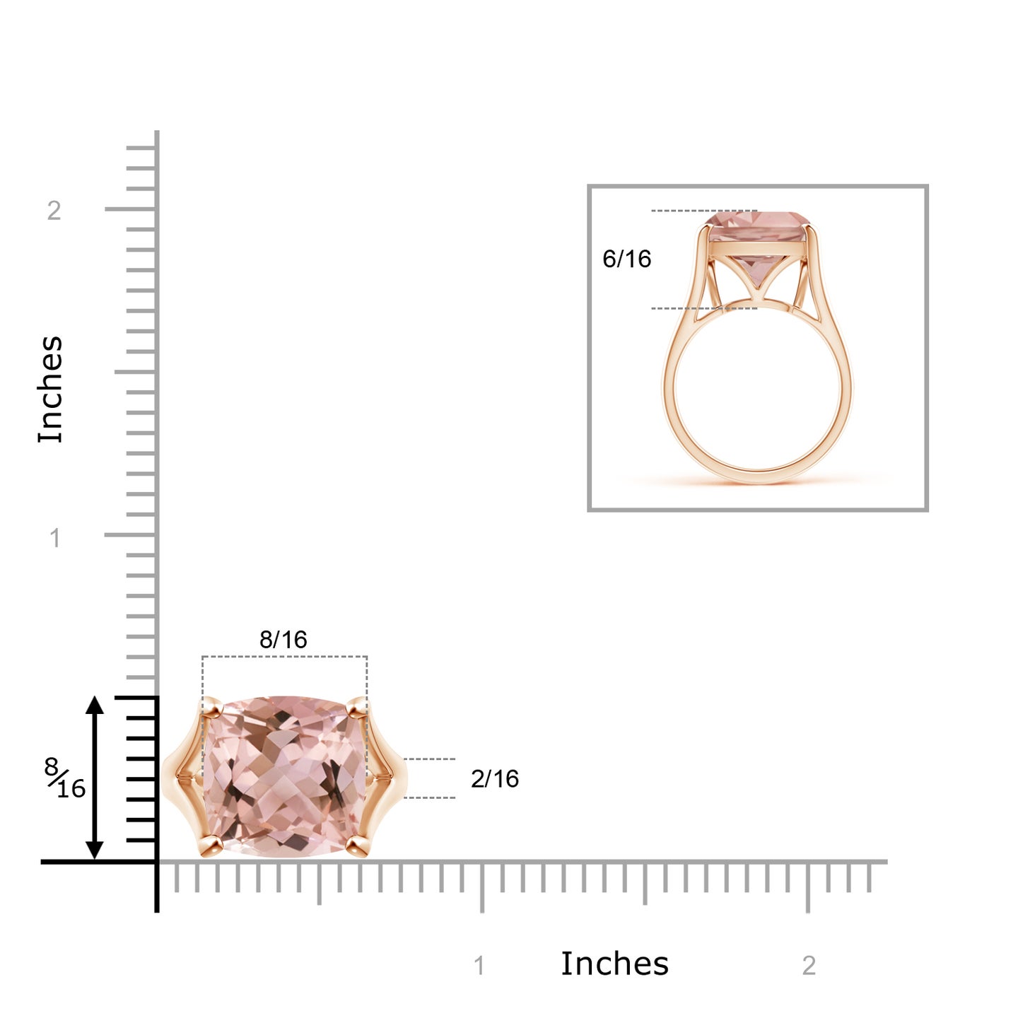Classic Solitaire Cushion Morganite Split Shank Ring