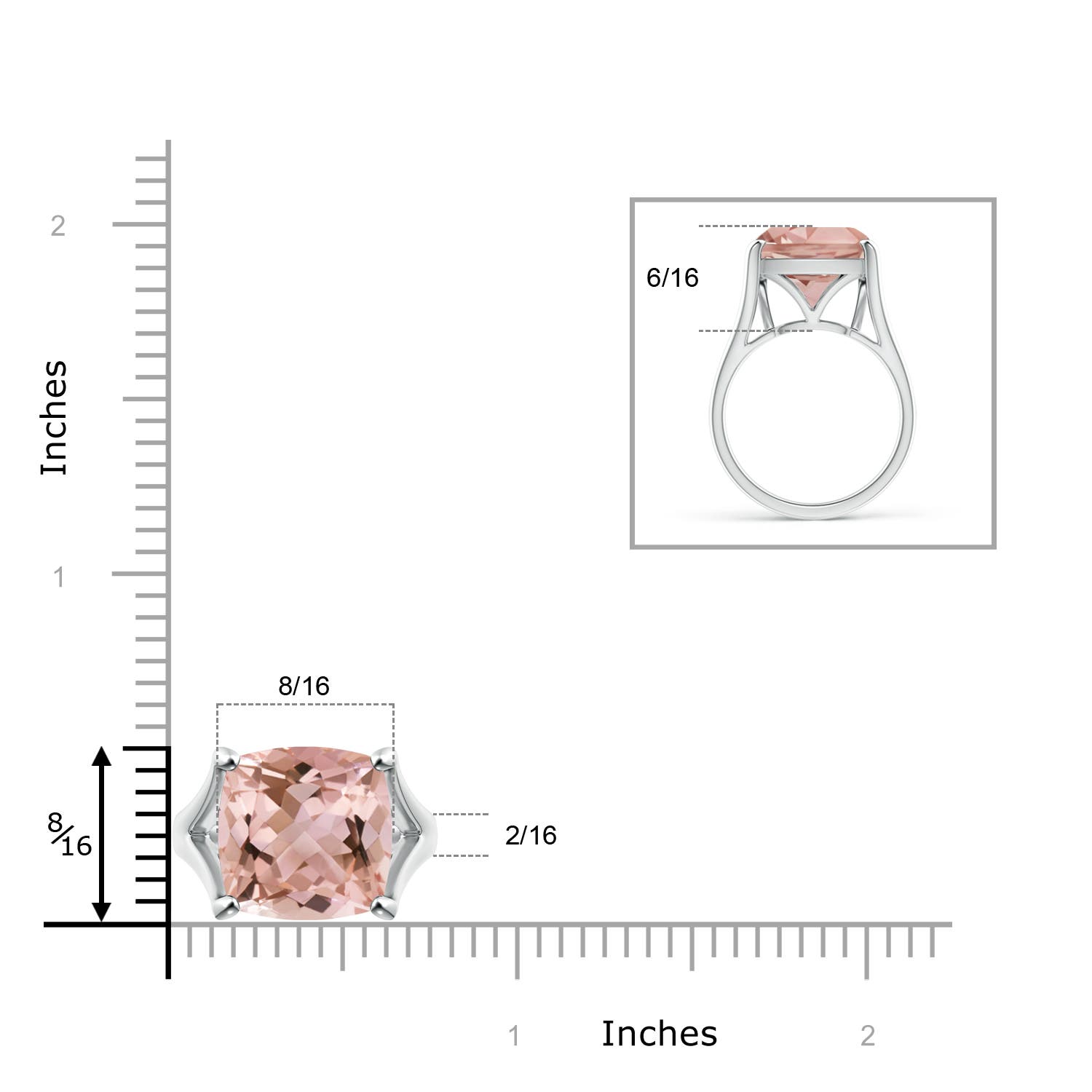 AAAA - Morganite / 6.25 CT / 14 KT White Gold