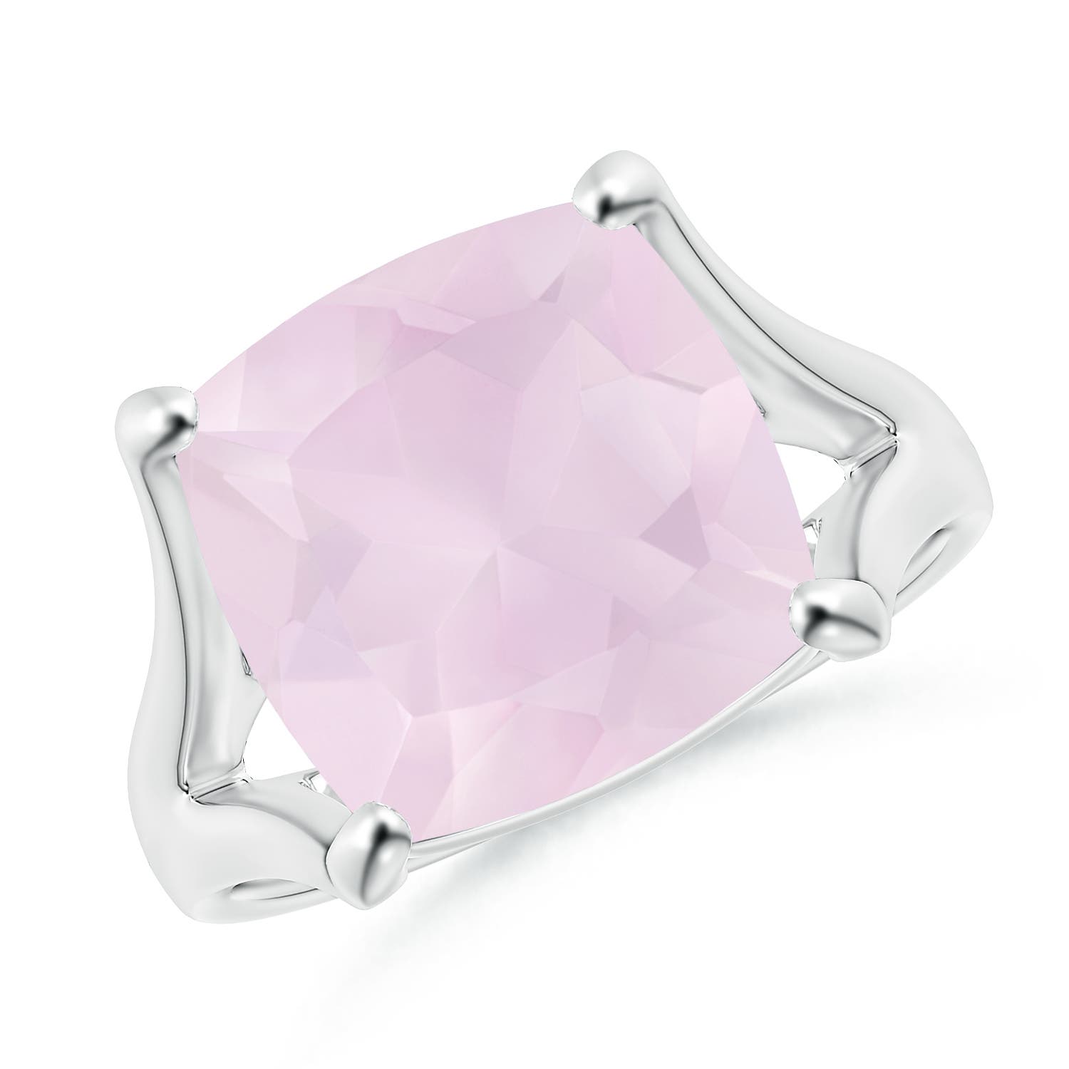 A - Rose Quartz / 5 CT / 14 KT White Gold