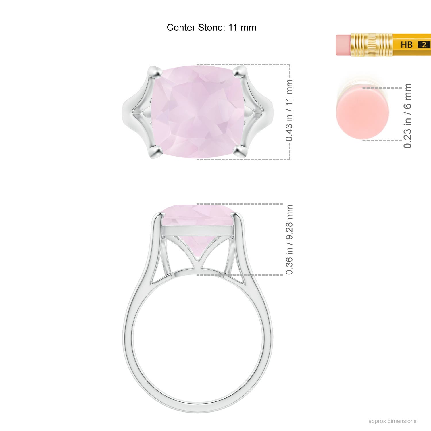 A - Rose Quartz / 5 CT / 14 KT White Gold