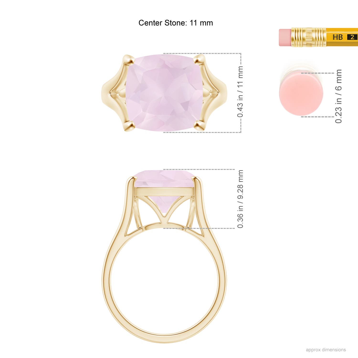 A - Rose Quartz / 5 CT / 14 KT Yellow Gold