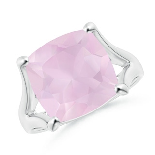 11mm AA Classic Solitaire Cushion Rose Quartz Split Shank Ring in P950 Platinum