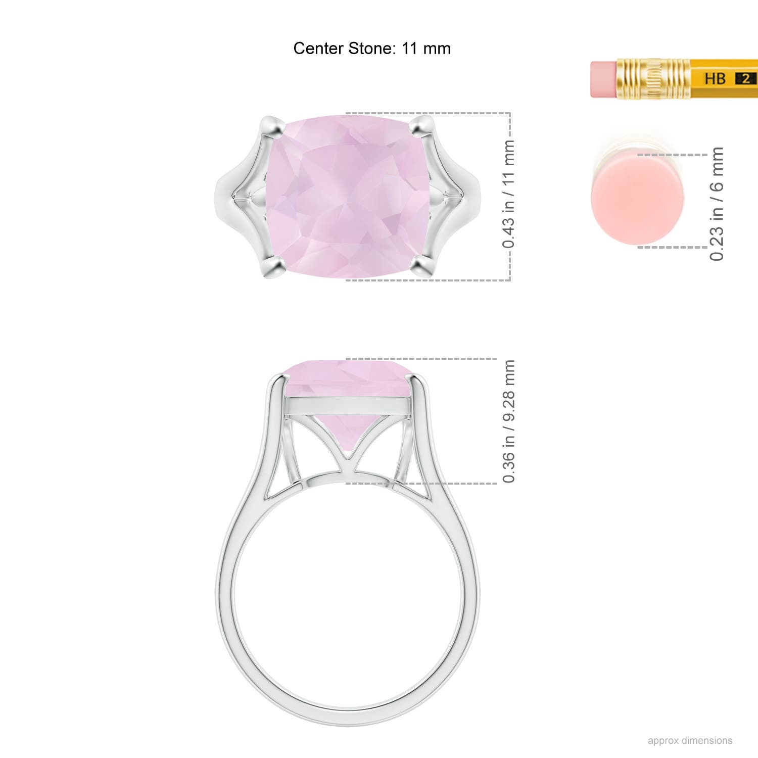 AA - Rose Quartz / 5 CT / 14 KT White Gold