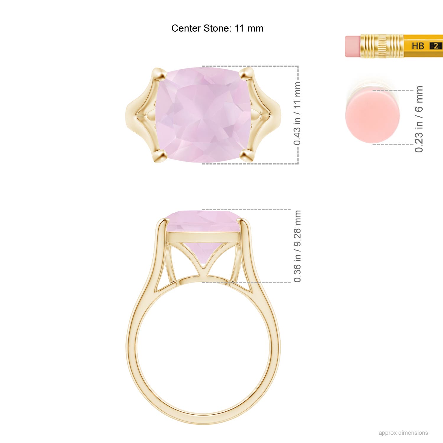 AA - Rose Quartz / 5 CT / 14 KT Yellow Gold