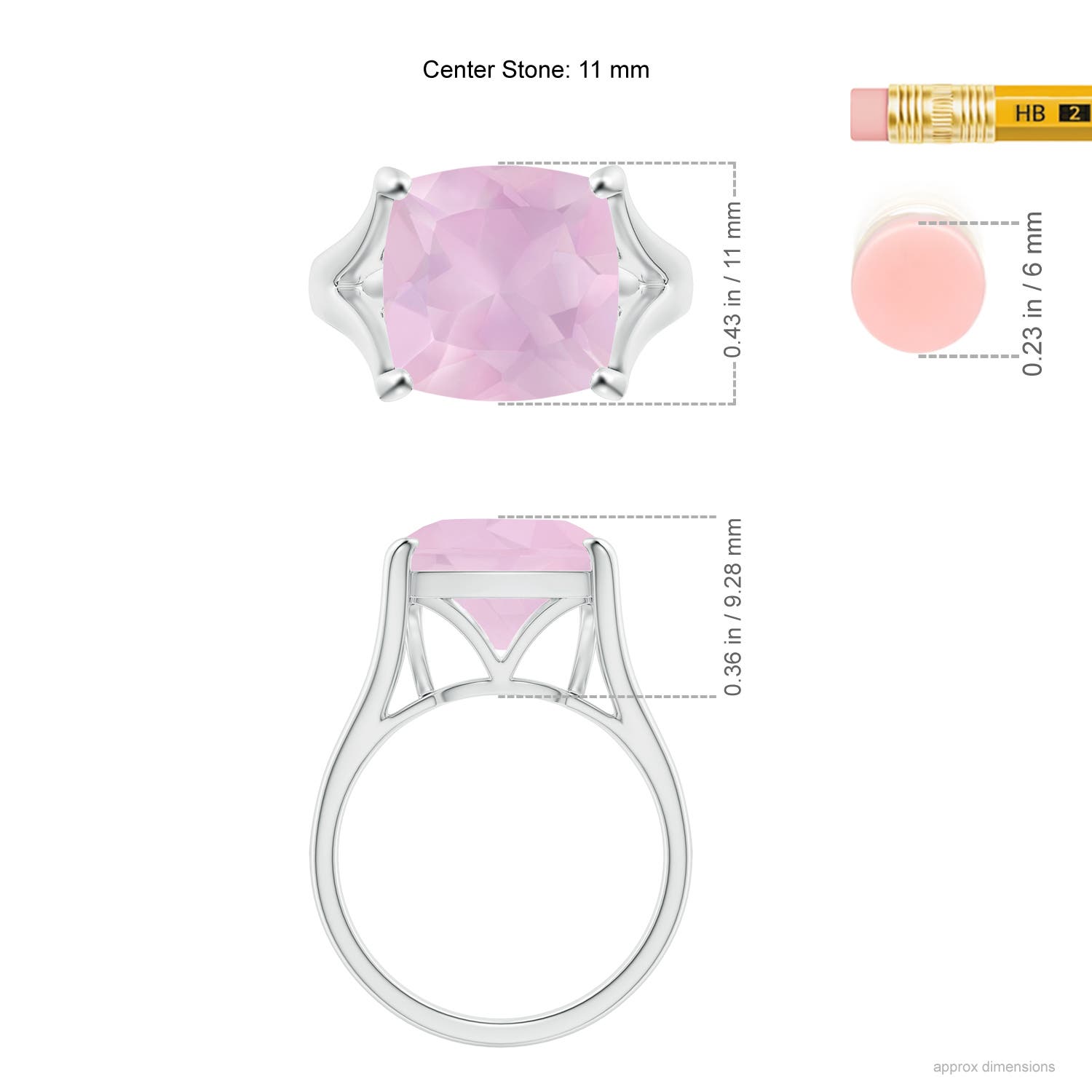 AAA - Rose Quartz / 5 CT / 14 KT White Gold