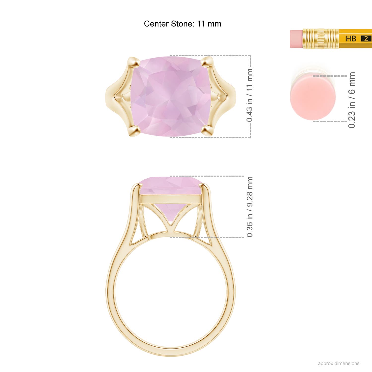 AAA - Rose Quartz / 5 CT / 14 KT Yellow Gold