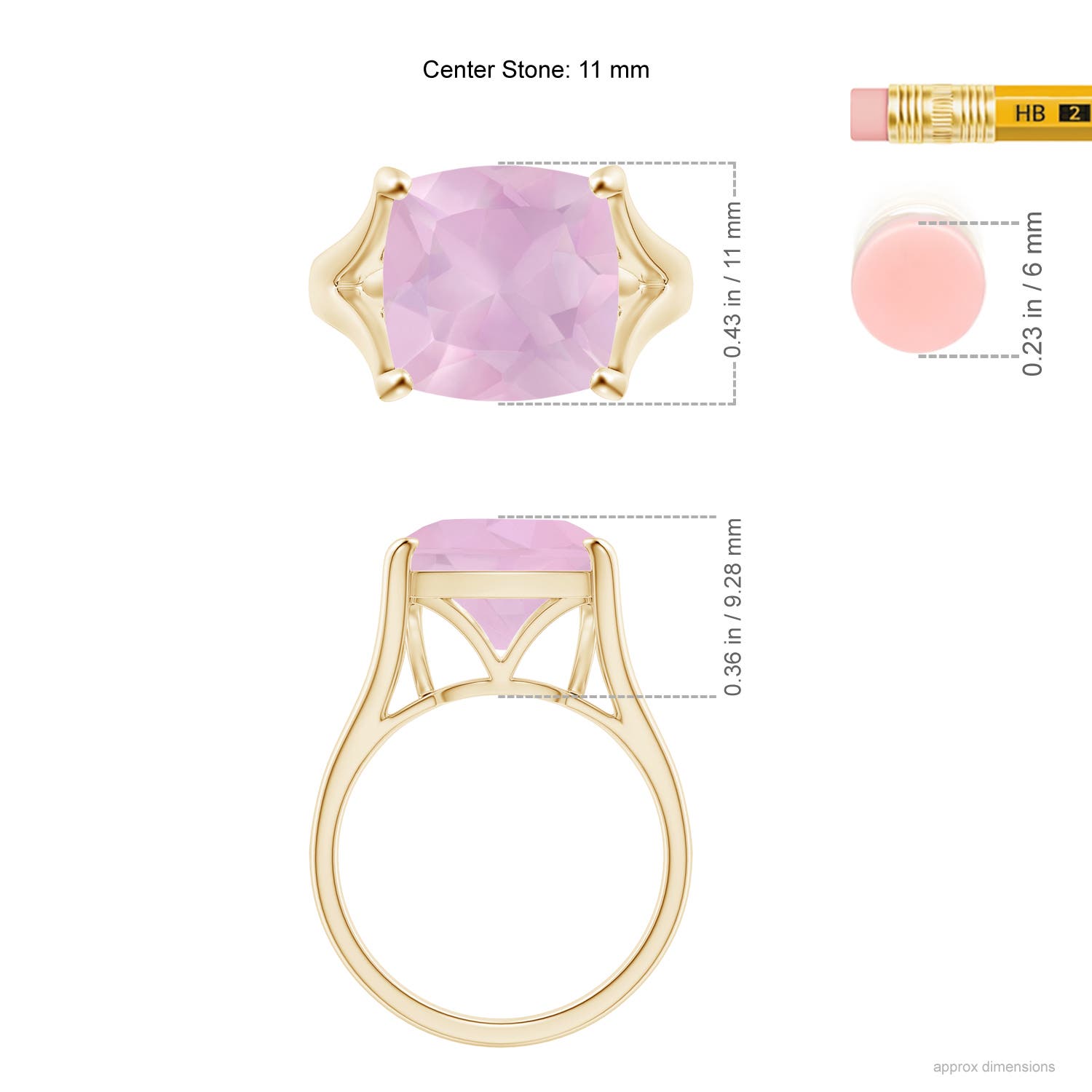 AAAA - Rose Quartz / 5 CT / 14 KT Yellow Gold