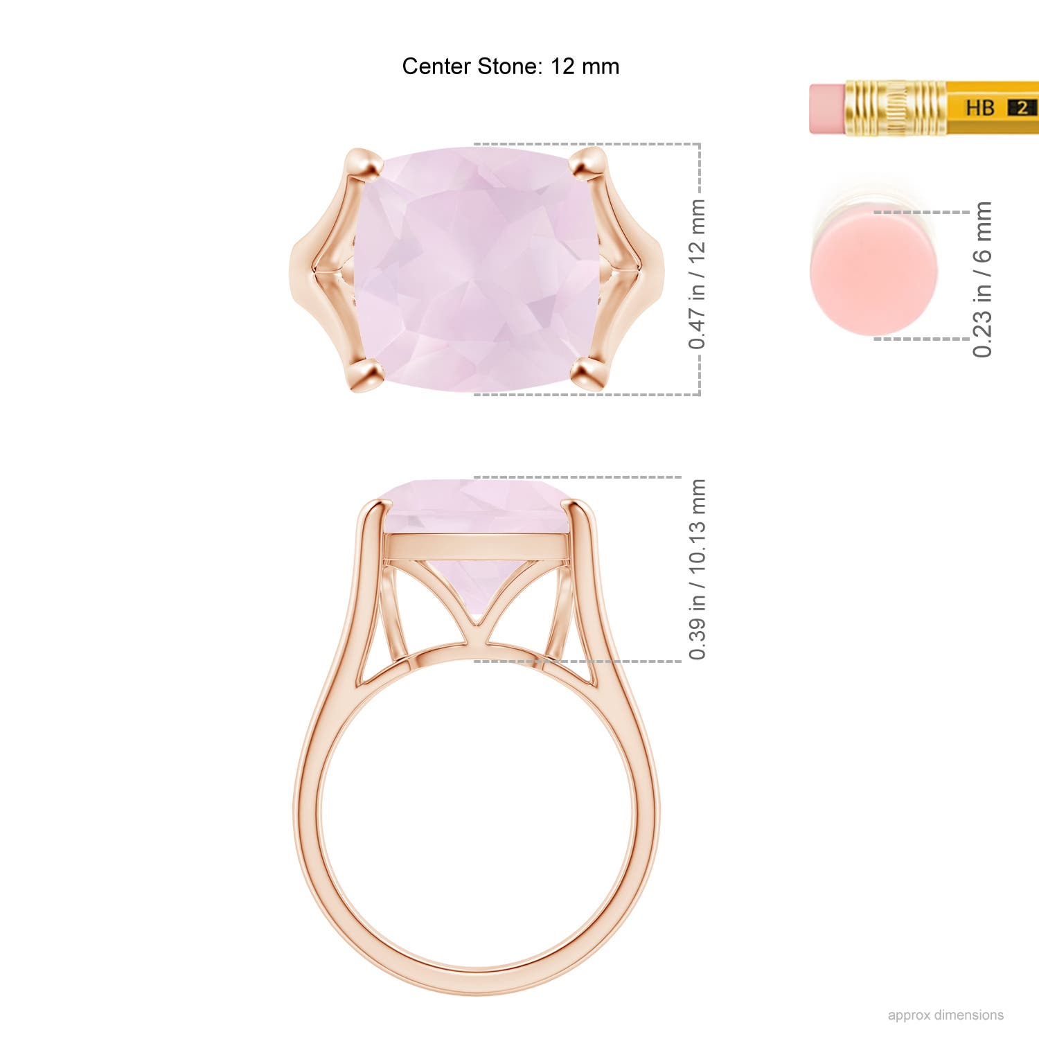 A - Rose Quartz / 5.5 CT / 14 KT Rose Gold