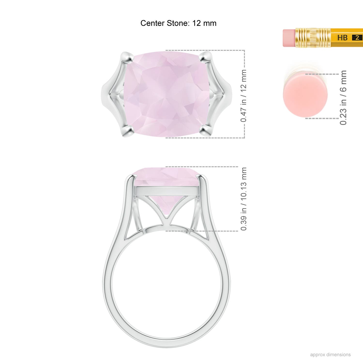 A - Rose Quartz / 5.5 CT / 14 KT White Gold