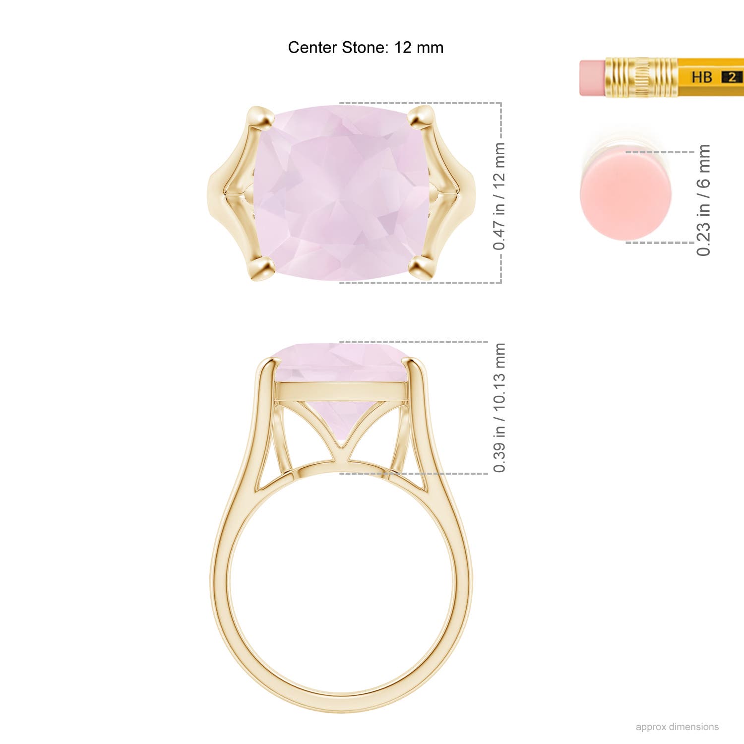 A - Rose Quartz / 5.5 CT / 14 KT Yellow Gold